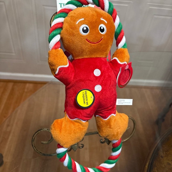Jmle  tuff  Durable Christmas  Gingerbread Rope 15” Interactive Dog Toy Squeak - Picture 2 of 6
